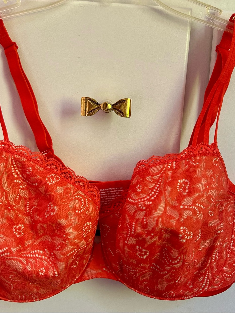 Soma Enticing Lift Balconet Bra 38D Orange Lace Underwire - EUC